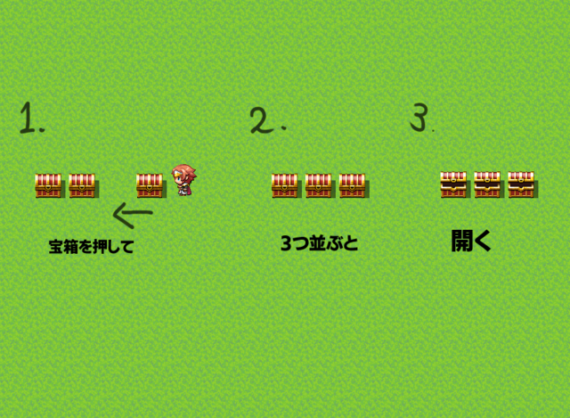 【解決】宝箱が3つ並んだ時に開くギミックを作りたいです。 キャプチャ0.PNG