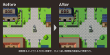 【デフォルトマップを格上げ】メリハリのある画面に仕上がるデフォルト改変タイルセット Tileset_BiforeAfter_Outside01.jpg