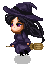 ハロウィンの魔女 魔女-箒.gif